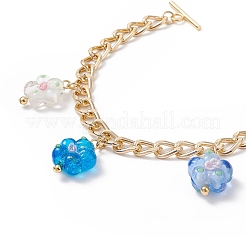Braccialetto con ciondolo a forma di fiore a lume con catene barbazzale in alluminio da donna&nbsp;BJEW-TA00176-02