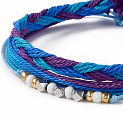 Set di braccialetti di perline intrecciati in plastica a 3 pezzi&nbsp;BJEW-B065-10B