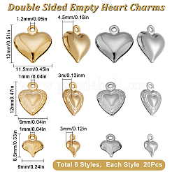 120 pieza de 6 estilos de dijes de corazón de acero inoxidable&nbsp;STAS-SC0003-98
