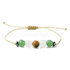 Bracelets tressés en perles de pierres précieuses de guérison rondes réglables de 8 mm pour l'anxiété&nbsp;BJEW-JB10902