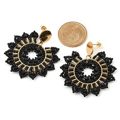 Ohrstecker aus 304er Edelstahl und böhmischem Perlenschmuck in Blumenform für Damen&nbsp;EJEW-R001-04A