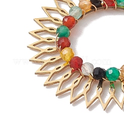Bunt gefärbte natürliche Achat runde facettierte Anhänger&nbsp;PALLOY-JF02632
