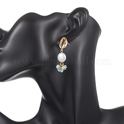 Ohrstecker in Muschelform aus natürlichem Larimar&nbsp;EJEW-JE07054