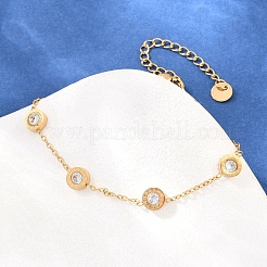 Bracelets à maillons en acier inoxydable 304 sertis de strass pavés&nbsp;SA-D001-04B-G