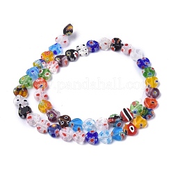 Fili di perline di vetro millefiori a cuore attuo a mano &nbsp;LK-R004-65