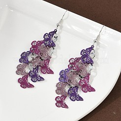 Schmetterlings-Ohrhänger aus 430er Edelstahl&nbsp;EJEW-A137-02P-02