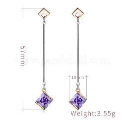 Orecchini pendenti in ottone con micro pavé di zirconi&nbsp;EJEW-EE0004-22GP-04