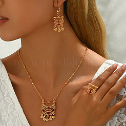 Ethno-Stil Messing Micro Pave Zirkonia Hohl Mond Ohrringe & Halsketten & Ringe Sets für Frauen&nbsp;QY6232