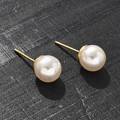 Boucles d'oreilles à tige en laiton et imitation perle ABS&nbsp;EJEW-B132-01B-G