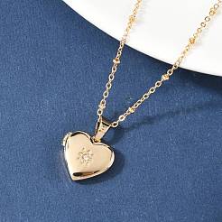Collane con ciondolo a forma di cuore in zirconia cubica trasparente in acciaio inossidabile 304 per donna&nbsp;NJEW-Z077-01G