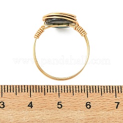 Flache runde Fingerringe aus Abalone-/Paua-Muschel&nbsp;RJEW-JR01031