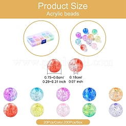 200 Stück 10 Farben transparente Crackle Acrylperlen&nbsp;CACR-YW0001