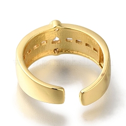Offene Manschettenringe aus Messing mit klarem Zirkonia in Herzform&nbsp;RJEW-S411-03G