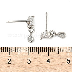 Messing Micro Pave klare Zirkonia Ohrstecker&nbsp;EJEW-R016-26P-02