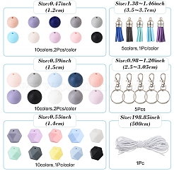 DIY-Sets zum Herstellen von Dekorationen aus Silikonperlen und Quastenanhängern aus Wildlederimitat&nbsp;DIY-YW0010-10