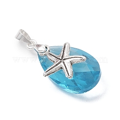 Pendentifs en forme de larme en alliage et en verre sur le thème de l'océan&nbsp;PALLOY-JF03881
