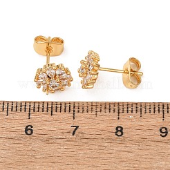 Orecchini da donna in ottone con micro pavé di zirconi cubici&nbsp;EJEW-F418-03G