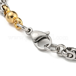 Bracciale a maglie rotonde e catena bizantina in acciaio inossidabile 201 bicolore con placcatura ionica (ip)&nbsp;BJEW-B078-28GP
