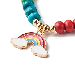 Süßes Regenbogen-Emaille-Charme-Armband für Kinder&nbsp;BJEW-JB06779