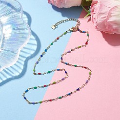 Collares de cadena de eslabones esmaltados de acero inoxidable 304&nbsp;NJEW-JN04788