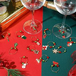 14 x Weinglas-Anhänger aus Emaille mit Weihnachtsthema&nbsp;AJEW-SC0002-05