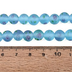 Hebras de cuentas de cristal de murano hechas a mano heladas&nbsp;LAMP-Q041-07B