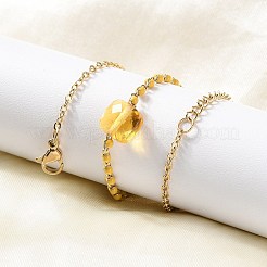 Bracciali a catena con maglie in perline di vetro in acciaio inossidabile 304&nbsp;BJEW-A036-14G-02