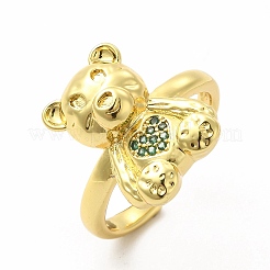 Ours en zircon cubique avec anneau de manchette ouvert en forme de cœur&nbsp;KK-A180-38G