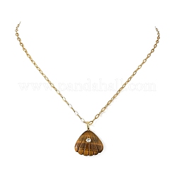 Collier pendentif en forme de coquillage sculpté dans une pierre naturelle mélangée&nbsp;NJEW-JN06586