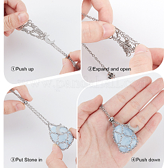 1 collier en macramé en acier inoxydable 304 pour pépites de pierres précieuses&nbsp;NJEW-BBC0001-26