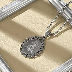 Colliers à chaîne ovale en acier inoxydable 201 avec pendentif vierge&nbsp;NJEW-H055-08P