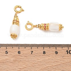Décorations de pendentifs en laiton émaillé et coquillage blanc&nbsp;KK-D113-02G