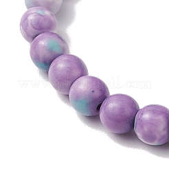 Pulseras elásticas de cuentas de jade blanco sintético para mujeres y hombres&nbsp;BJEW-JB11300-02