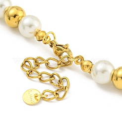 Collane con perle rotonde in acciaio inossidabile 304 da 8 mm e acciaio inossidabile 201 e plastica per le donne&nbsp;NJEW-G144-03G