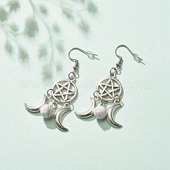 Rete intrecciata con orecchini pendenti in howlite naturale&nbsp;EJEW-JE04945-03