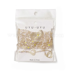Cuore in ottone placcato cremagliera e catene a maglie fiore margherita smaltate&nbsp;CHC-C026-22