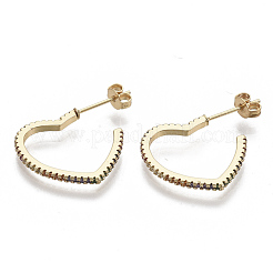 Orecchini a bottone in ottone con zirconi colorati e micro pavè&nbsp;EJEW-S208-009