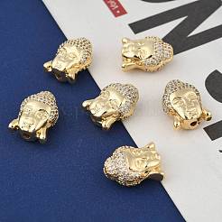 Cz Messing Micro Pave Grade aaa Zirkonia 3d Buddha Kopf Perlen&nbsp;ZIRC-L012-03G-NR