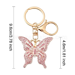 Porte-clés en strass en alliage papillon&nbsp;KEYC-YW00114-01