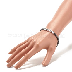 Bracciale elasticizzato in ematite sintetica heishi con perline e scritta love&nbsp;BJEW-JB07570