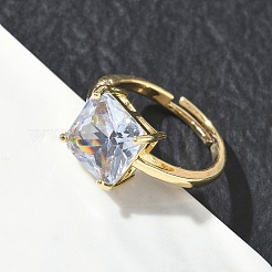 Anillos de latón y circonita cúbica transparente&nbsp;CU-CBA7E55-13G