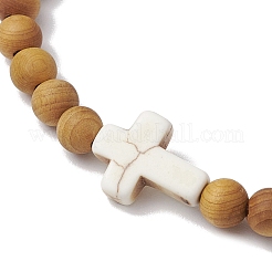 2 bracelet extensible en perles de bois pour couple&nbsp;BJEW-JB11305-03
