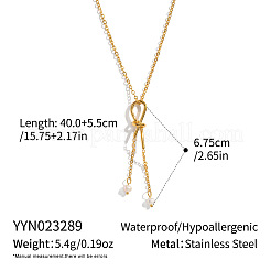 Minimalistische Halsketten mit Quastenanhänger aus Edelstahl und tropfenförmiger Süßwasserperle für Damen&nbsp;DX0351-1