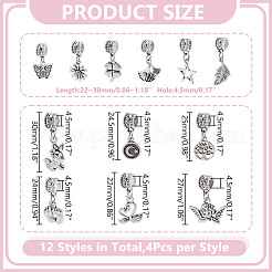 48 Stück 12 Stile Messing europäische Baumeln Charms&nbsp;KK-HY0004-07