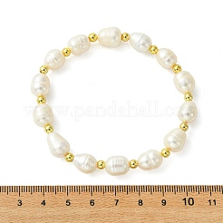Elastische Armbänder aus Messing und natürlichen Süßwasserzuchtperlen für Damen&nbsp;BJEW-JB13740