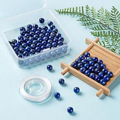 D100pcs 8mm natürliche runde Perlen aus Lapislazuli&nbsp;DIY-LS0002-02