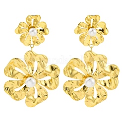 Boucles d'oreilles pendantes en forme de fleur en acier inoxydable 304 pour femmes&nbsp;EJEW-U023-04G-01