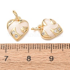 Breloques en laiton serties de micro-pavés de zirconiums cubiques transparents et émaillées&nbsp;CU-K002-48G-M