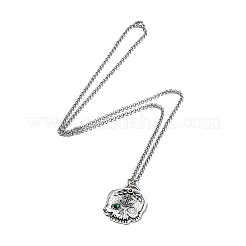 Collares colgantes de rhinestone de calavera con cadenas rolo&nbsp;NJEW-F309-05