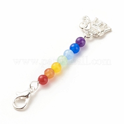 Décorations de pendentif perlé de jade de malaisie naturel et teint sur le thème du chakra&nbsp;HJEW-JM00642